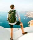 man backpacking
